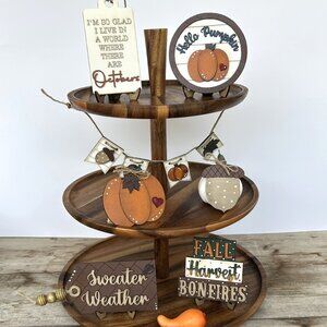 Handmade Sweater Weather Fall/Autumn Tiered tray Decor